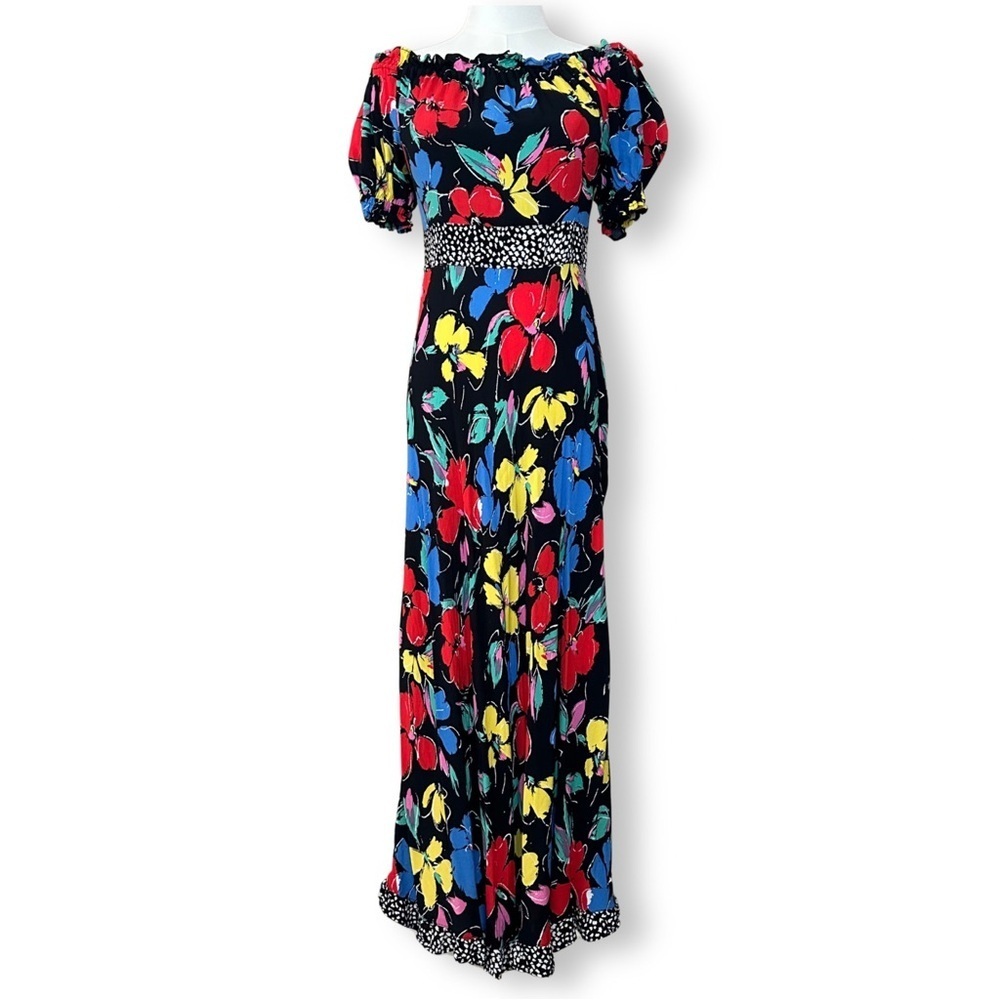 Rixo X Target Floral Maxi Dress Women 2 Puff Sleeve Boho Bright Fiesta Colorful - Picture 4 of 13